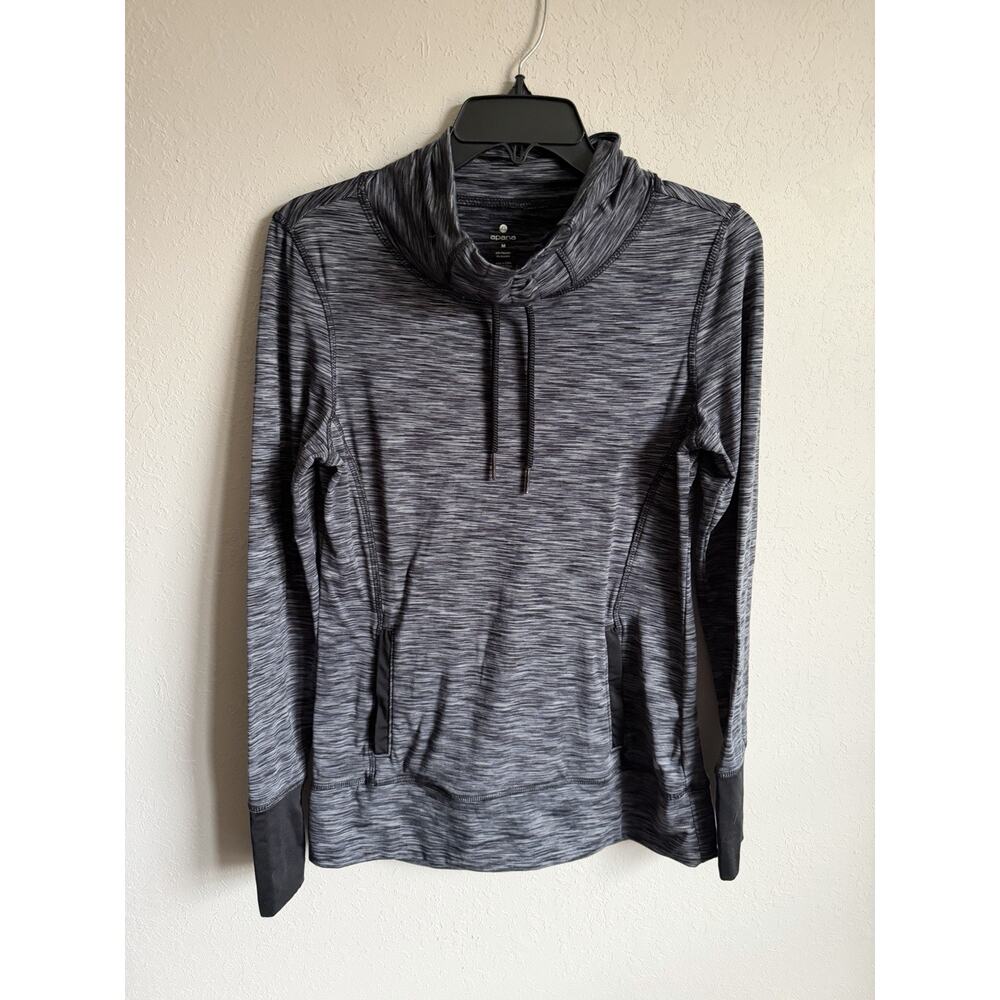 Apana Gray Heathered Fleece Lined Mock Neck Sweatshirt Womens M Athletic